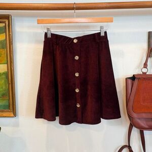 Altar’d State Burgundy Corduroy Button Front Mini Skirt